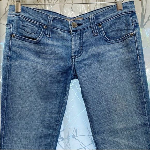 Vintage FRANKIE B. Signature f logo pockets Low Rise Bell bottom flare blue jean - Picture 3 of 13